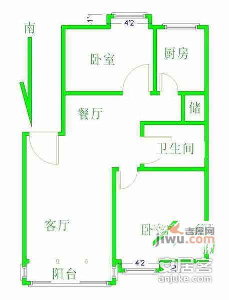 陆家圩小区水清苑3室1厅1卫120㎡户型图