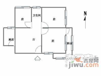 大关东八苑3室1厅1卫85㎡户型图