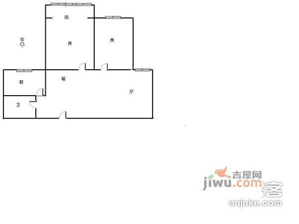 定海东园2室2厅1卫68㎡户型图