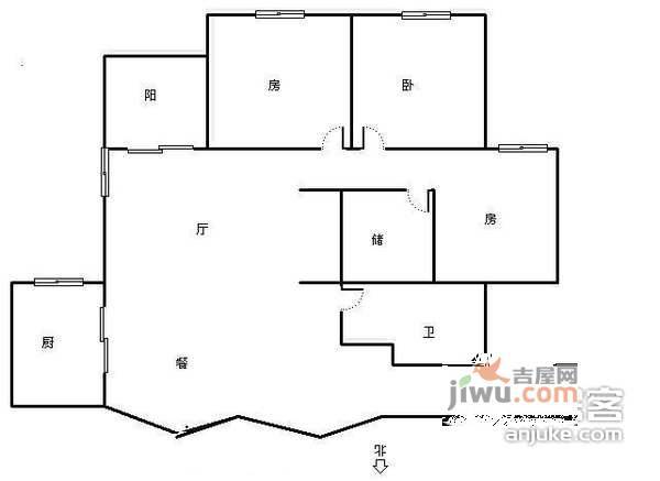 南都银座公寓3室2厅1卫119㎡户型图