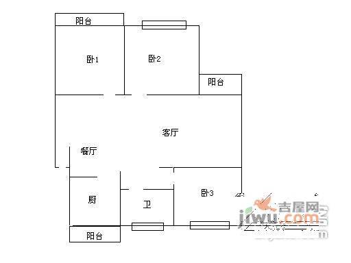 南都银座公寓3室1厅1卫122㎡户型图