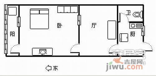 武林路小区1室1厅1卫37㎡户型图