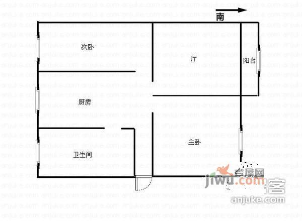 武林路小区3室1厅1卫86㎡户型图