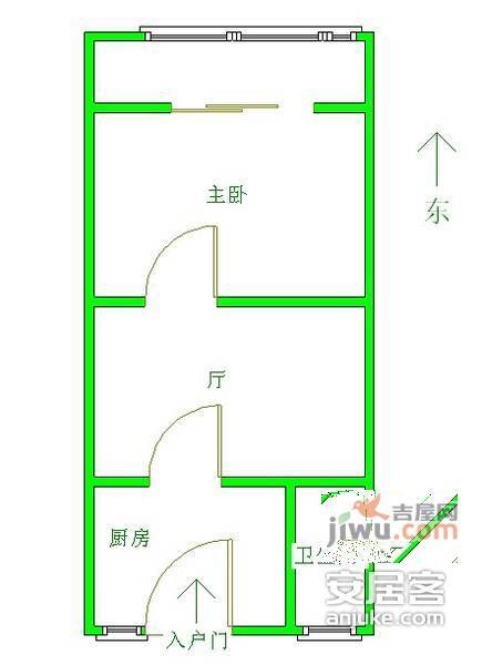 武林路小区1室1厅1卫37㎡户型图