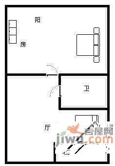 武林路小区1室1厅1卫37㎡户型图