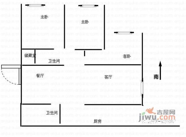 定安苑3室2厅2卫120㎡户型图