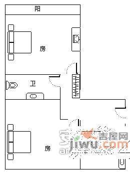 定安苑2室1厅1卫58㎡户型图