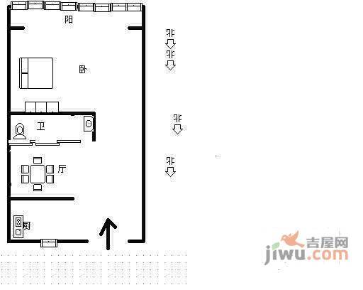 定安苑1室1厅1卫36㎡户型图