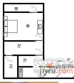 定安苑2室1厅1卫58㎡户型图