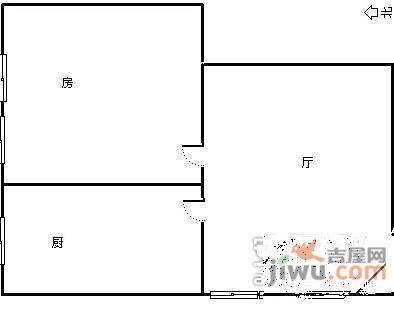 定安苑2室1厅1卫58㎡户型图