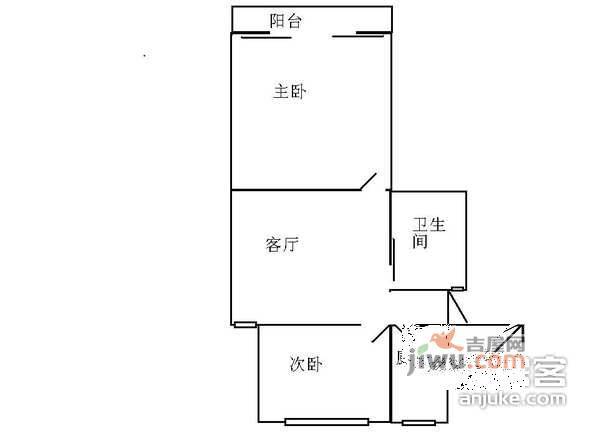 西子铭苑1室2厅1卫户型图