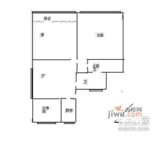 西子铭苑2室2厅1卫108㎡户型图