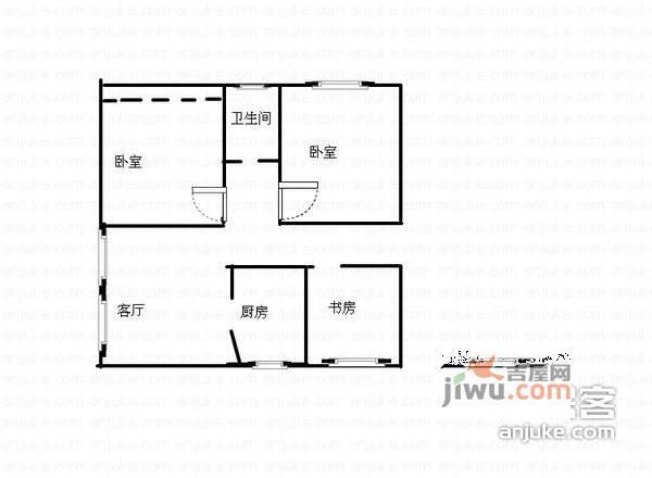 北秀蓝湾3室2厅1卫97㎡户型图