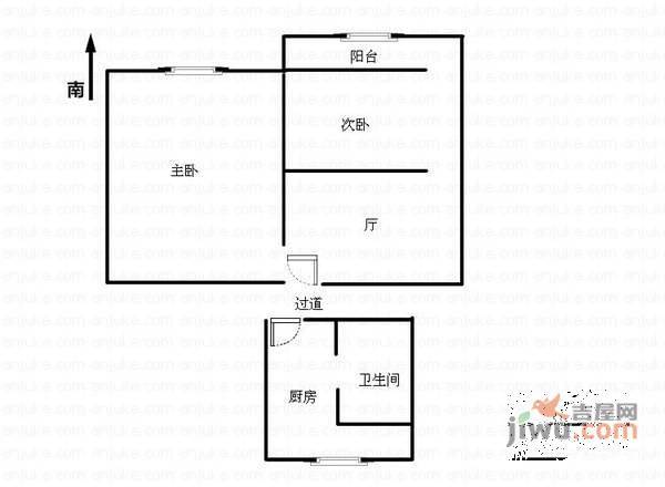 桃园新村2室1厅1卫76㎡户型图