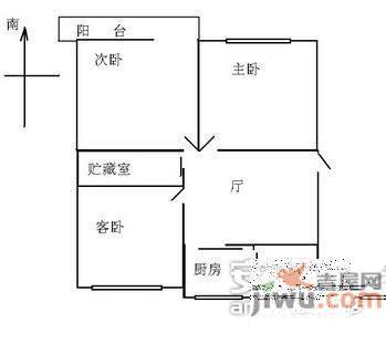 桃园新村3室1厅1卫73㎡户型图