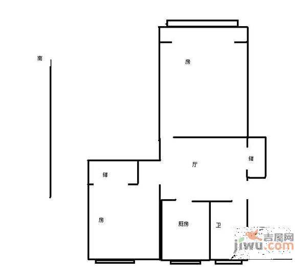 桃园新村2室1厅1卫76㎡户型图