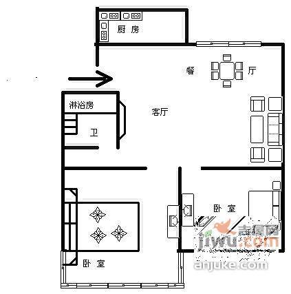 德雅花园2室2厅1卫80㎡户型图