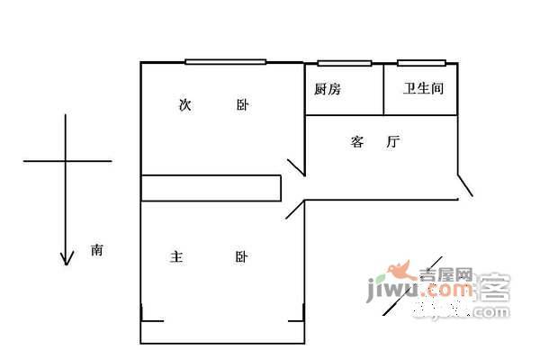 瑞祺大厦2室1厅1卫58㎡户型图