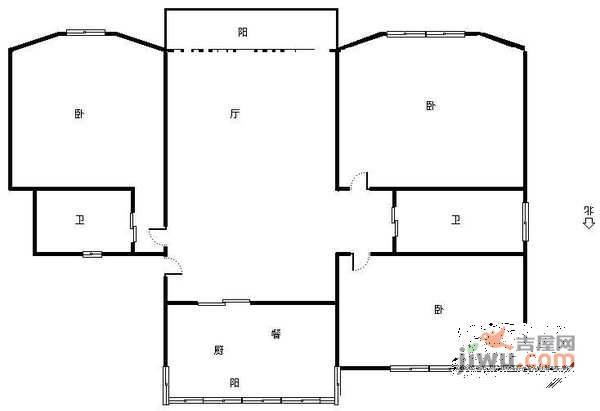 凤栖花园3室2厅2卫169㎡户型图