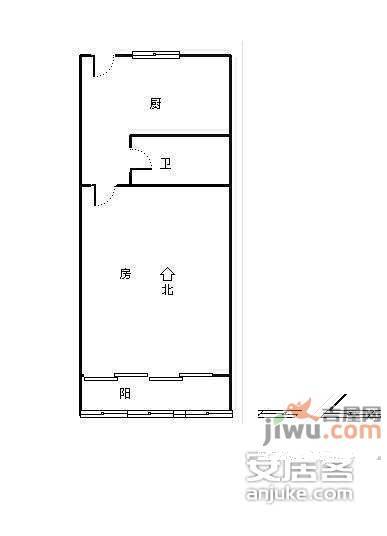 清河家园1室1厅1卫37㎡户型图