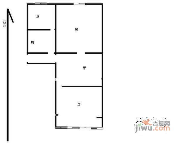 化纤新村2室1厅1卫64㎡户型图