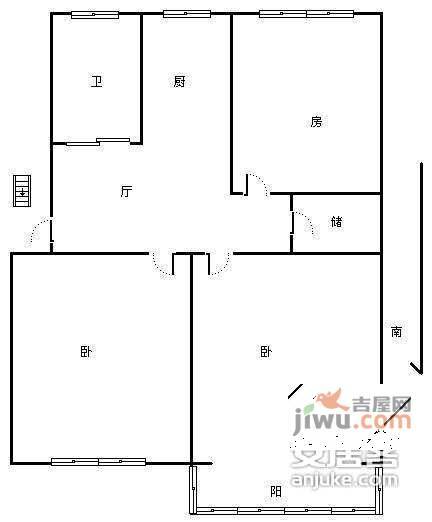 化纤新村3室1厅1卫63㎡户型图