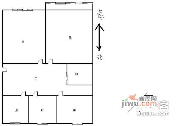 化纤新村3室1厅1卫63㎡户型图