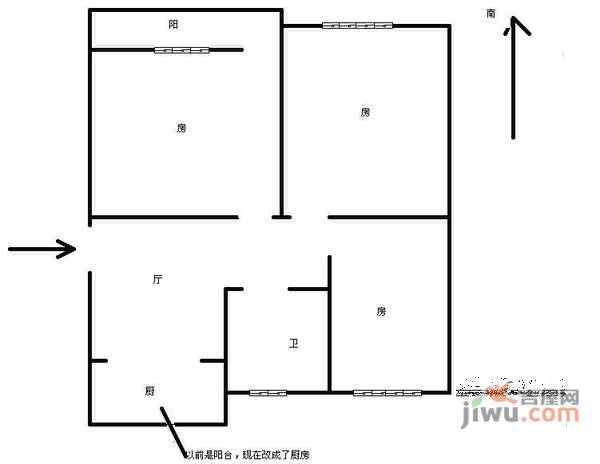 里东山弄3室1厅1卫102㎡户型图