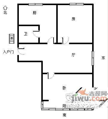 里东山弄2室1厅1卫75㎡户型图