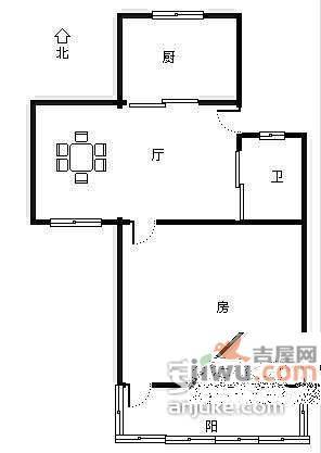 里东山弄1室1厅1卫45㎡户型图