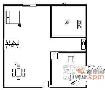 景江城市花园1室1厅1卫56㎡户型图