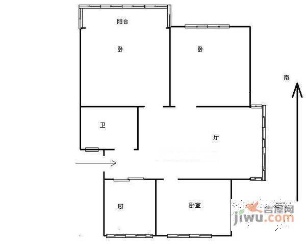 柳营花园2室2厅1卫91㎡户型图