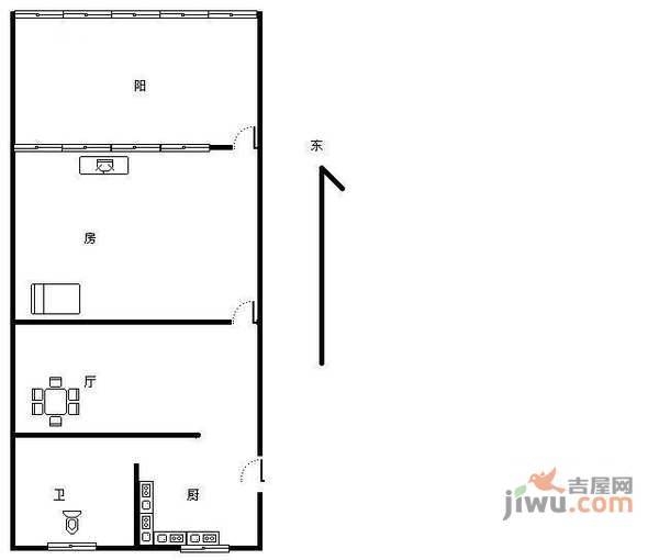 南班巷小区1室1厅1卫62㎡户型图