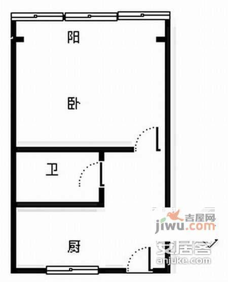 信余里小区1室1厅1卫50㎡户型图