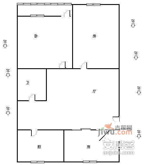 东清苑3室1厅1卫78㎡户型图