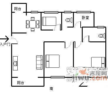 三华园3室1厅1卫户型图