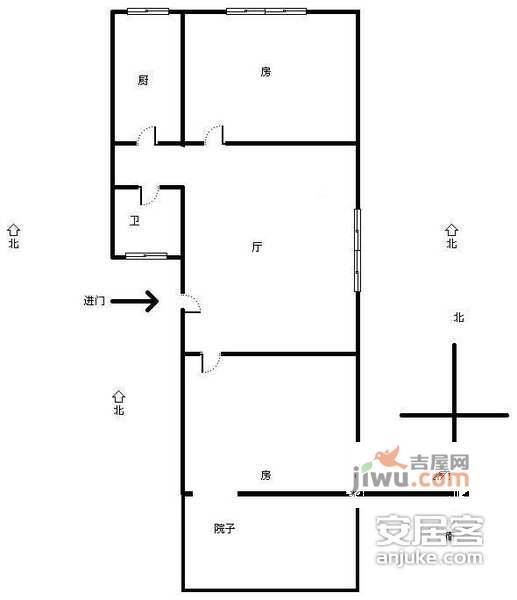 大关西三苑2室1厅1卫75㎡户型图