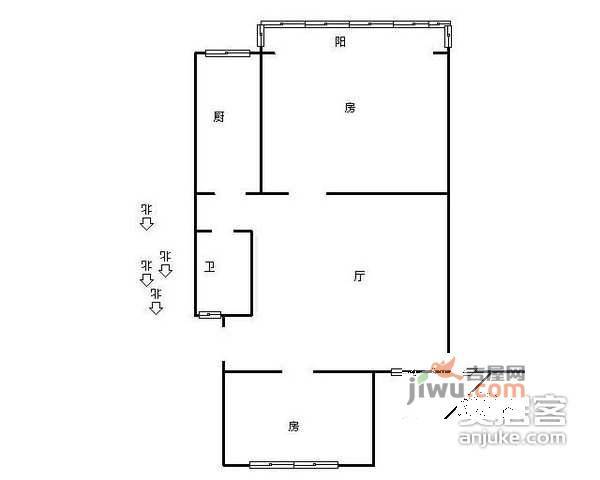 大关西三苑2室1厅1卫75㎡户型图