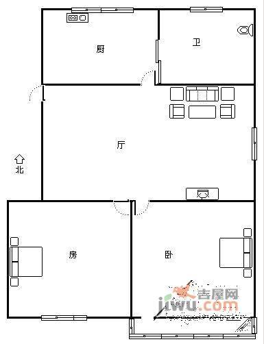 大关西三苑2室2厅1卫71㎡户型图