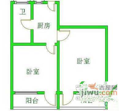 吉如家园2室1厅1卫76㎡户型图