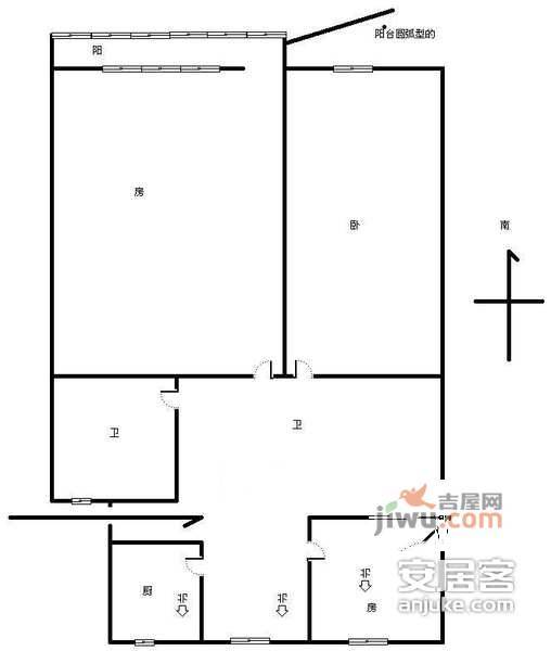 吉如家园3室2厅1卫115㎡户型图