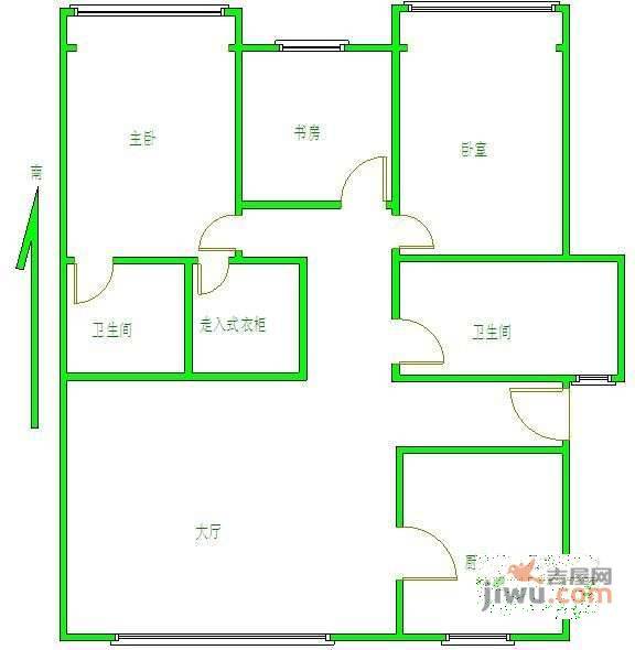 耀江文欣苑3室1厅2卫114㎡户型图