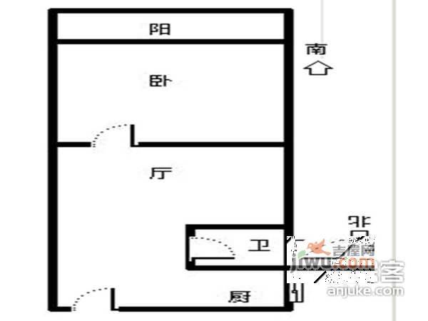 大关西五苑1室1厅1卫42㎡户型图