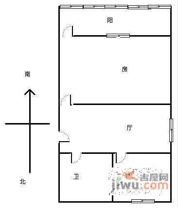 沁园雅舍1室1厅1卫61㎡户型图