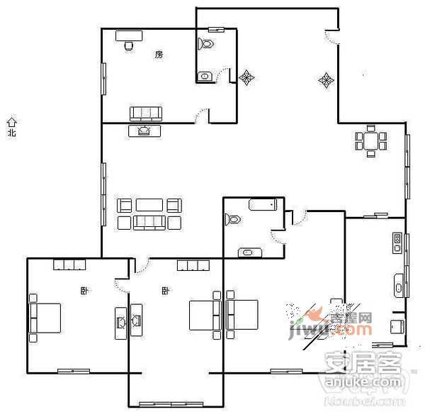 沁园雅舍3室2厅2卫142㎡户型图