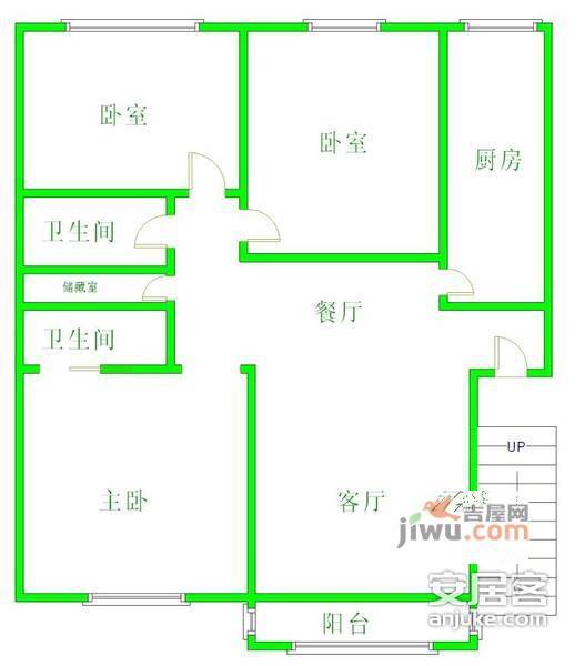 富丽苑3室2厅1卫110㎡户型图