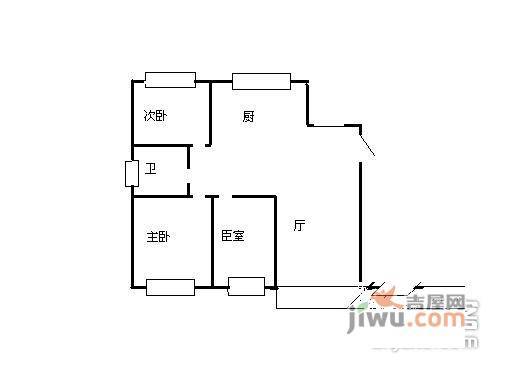 富丽苑3室1厅1卫90㎡户型图