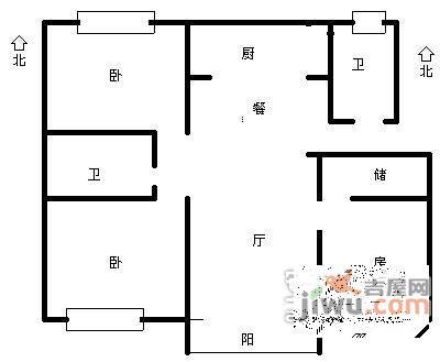 兴盛花园3室2厅2卫132㎡户型图