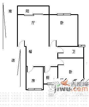 福田花园2室2厅1卫99㎡户型图