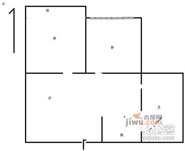 文华苑2室1厅1卫55㎡户型图